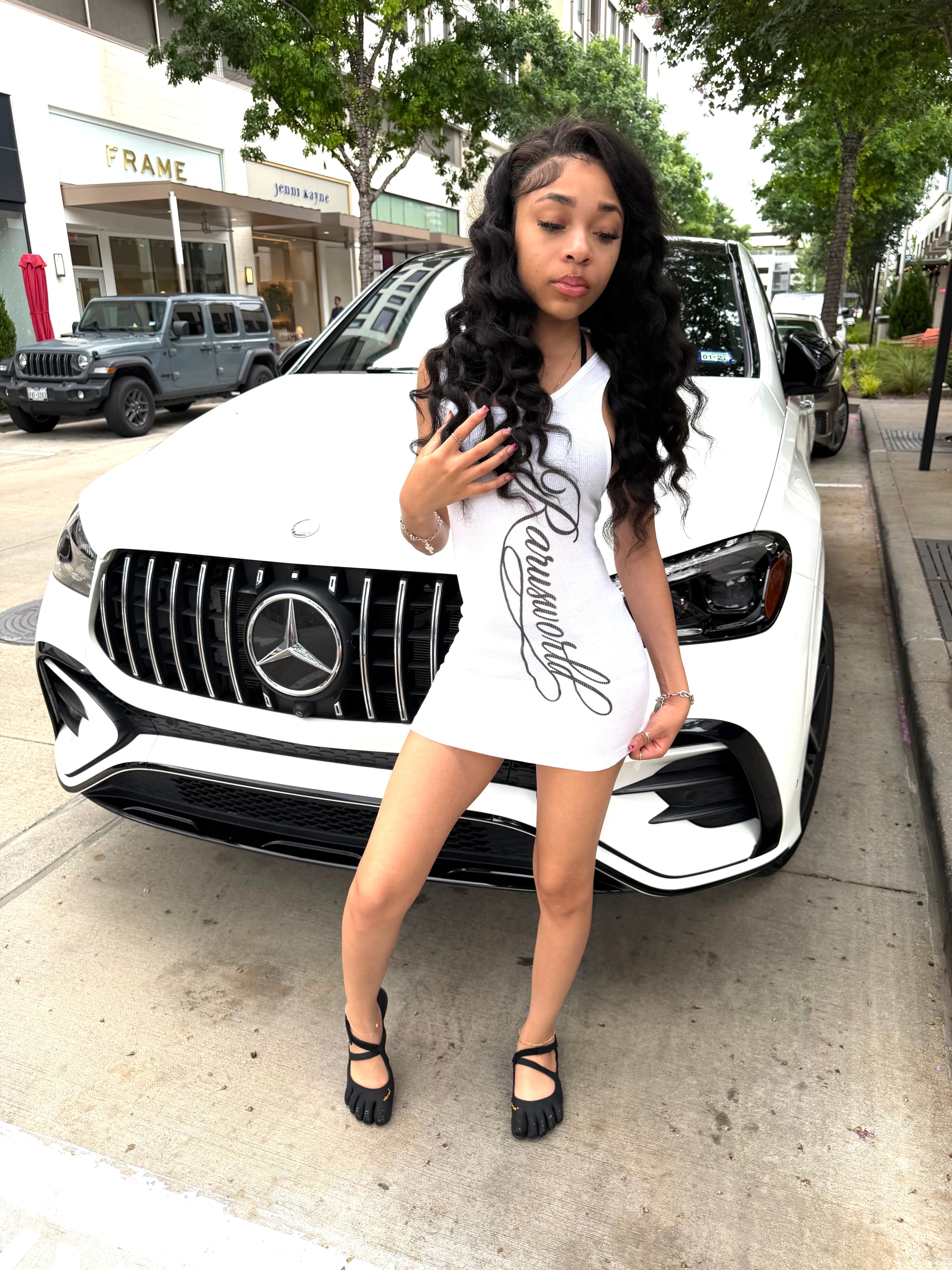 White “Cursive” tank dress