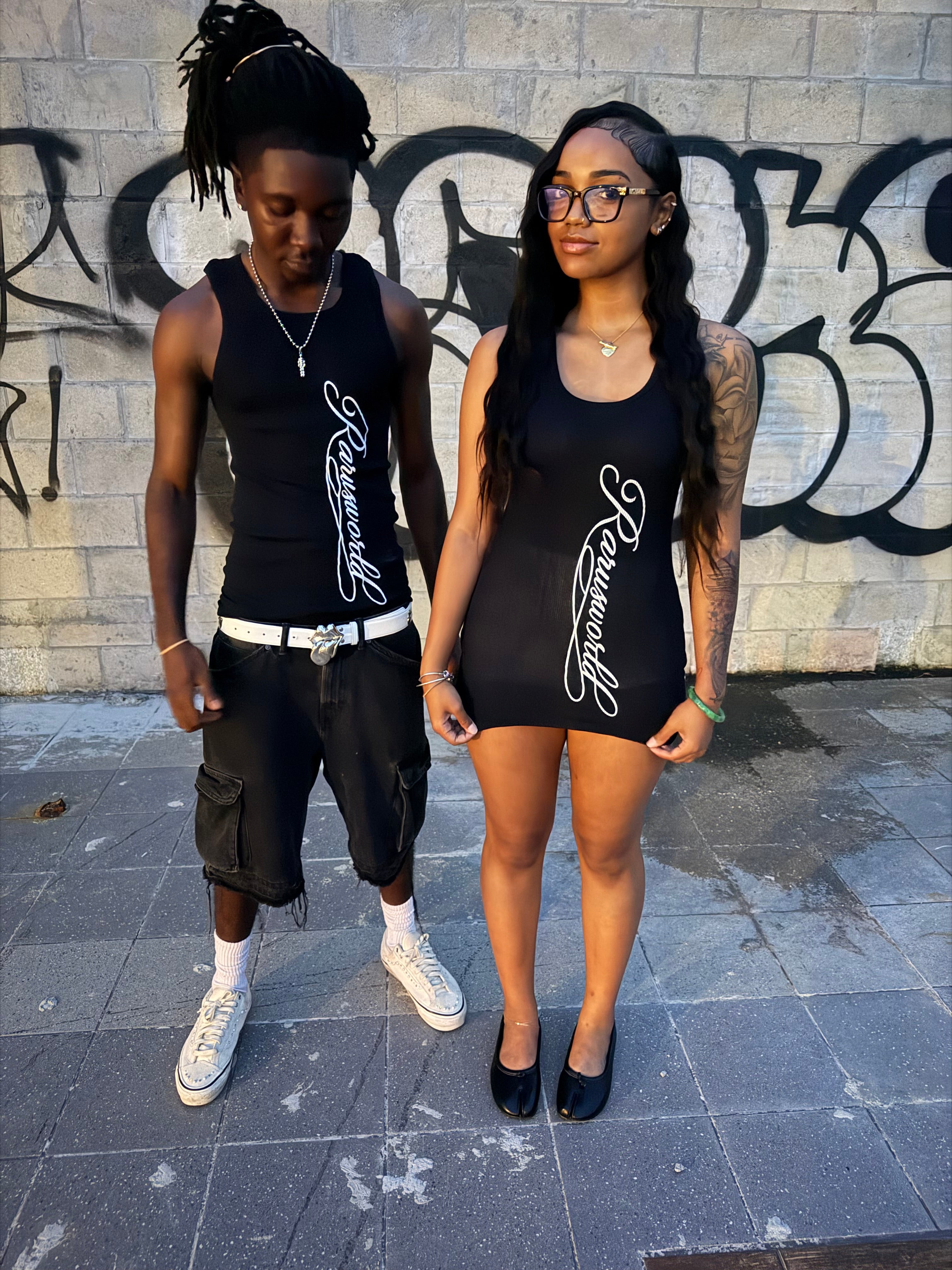 Men Black Cursive Tank